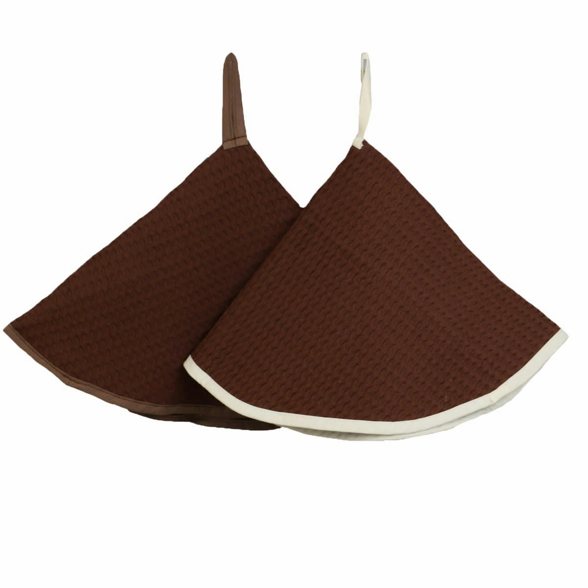 HOME - Lot de 2 essuies mains en coton marron chocolat