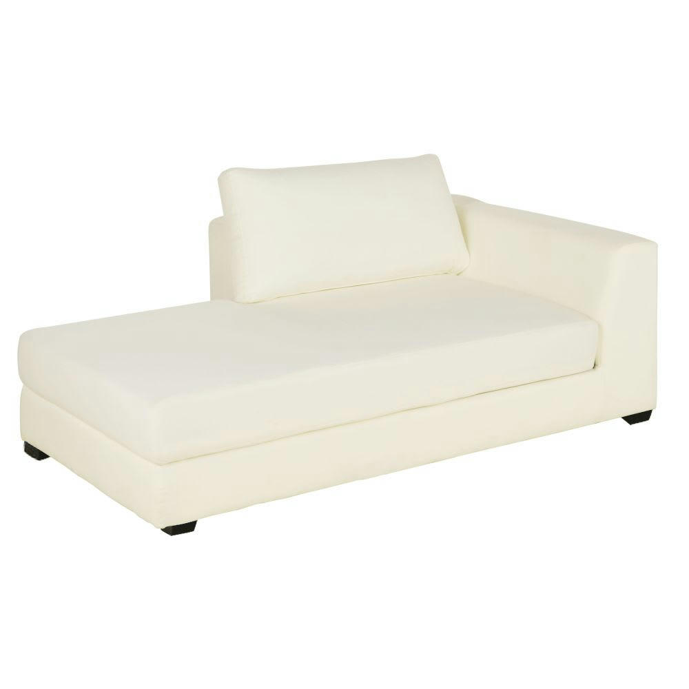 Terence - Méridienne-coffre gauche pour canapé modulable en toile ivoire