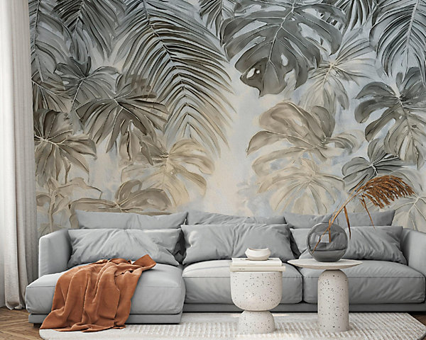 Papier Peint Panoramique Intissé Feuilles Jungle Vert - 250x175 cm - Papier Peint Chambre et salon