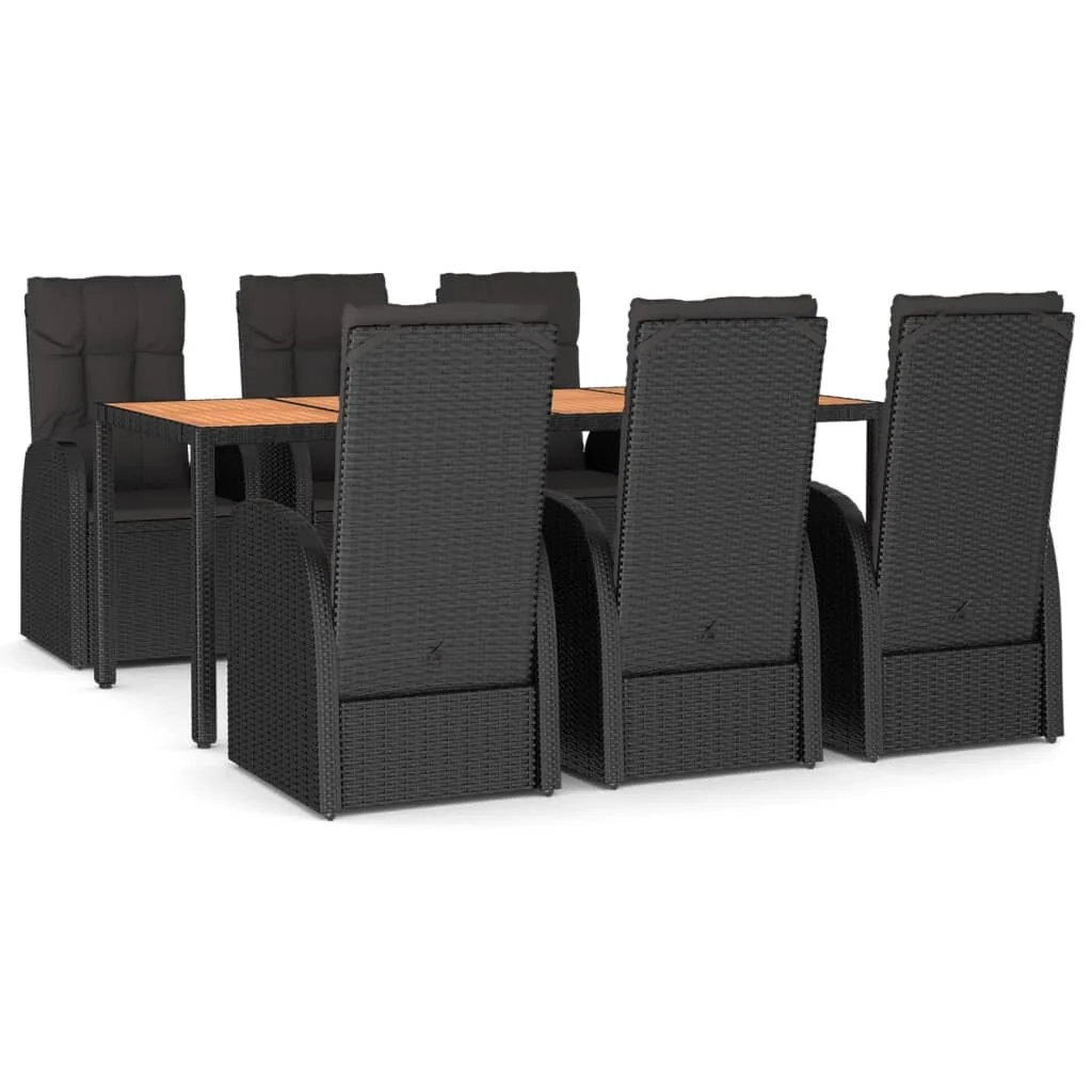 vidaXL Outdoor Dining Set 7/9 Piece Dining Table and Chairs with Cushions Black - 35.4 x 74.8 x 29.5 in