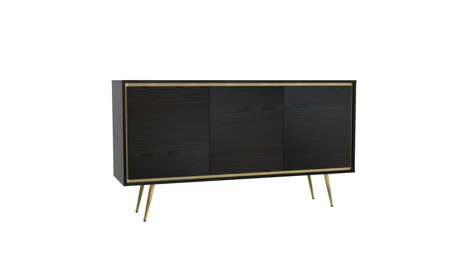 Komoda Tori 150cm z metalowymi nóżkami w kolorze Czarny grafit
