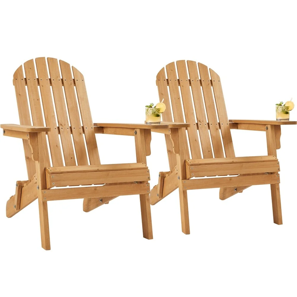 Yaheetech 2-piece Folding Adirondack Chair Solid Wood Garden Chair Weather Resistant