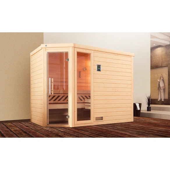 Massivholzsauna »TURKU 3«, 6 Personen, inkl. 9 kW Ofen mit integrierter Steuerung