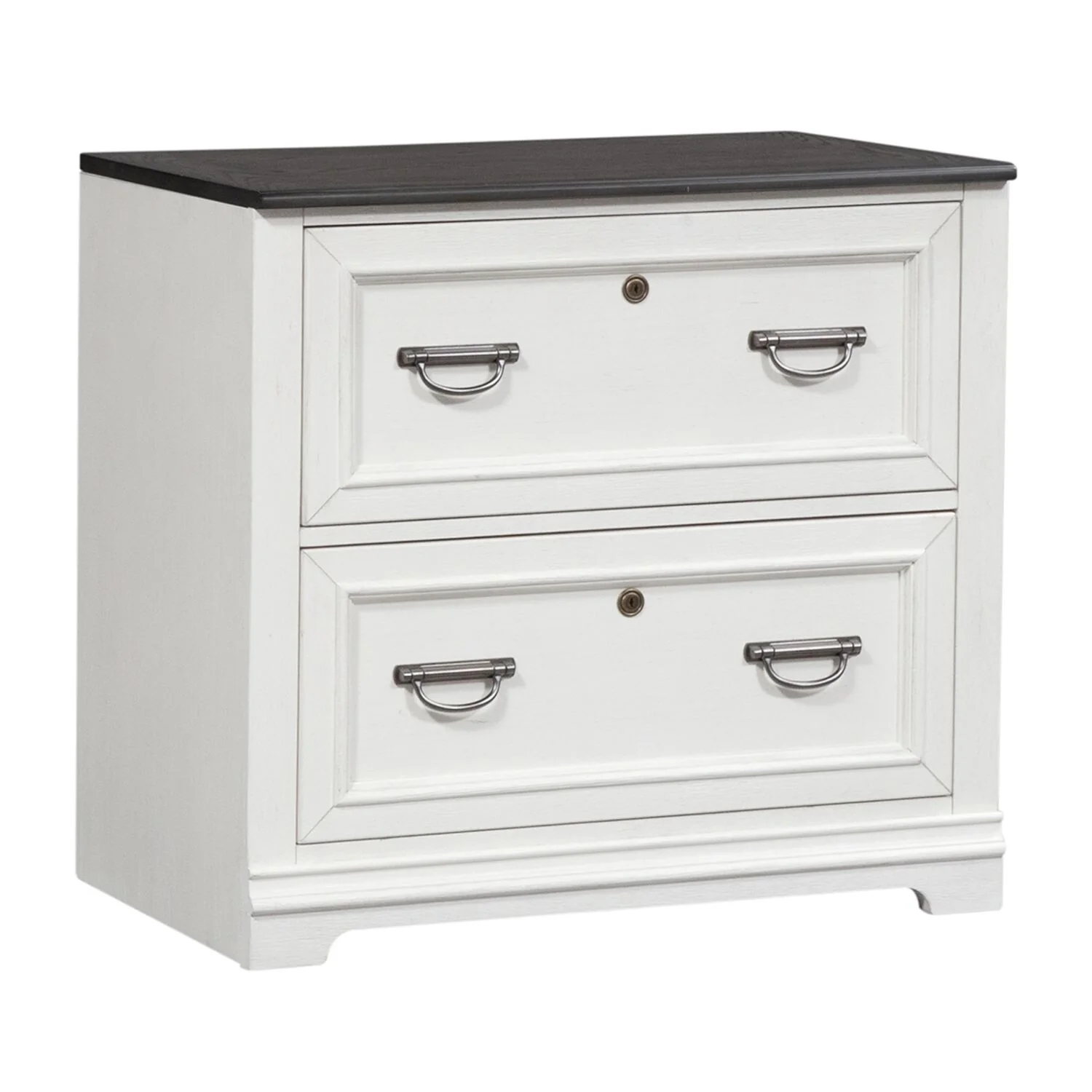 Allyson Park Wirebrushed White Bunching Lateral File Cabinet