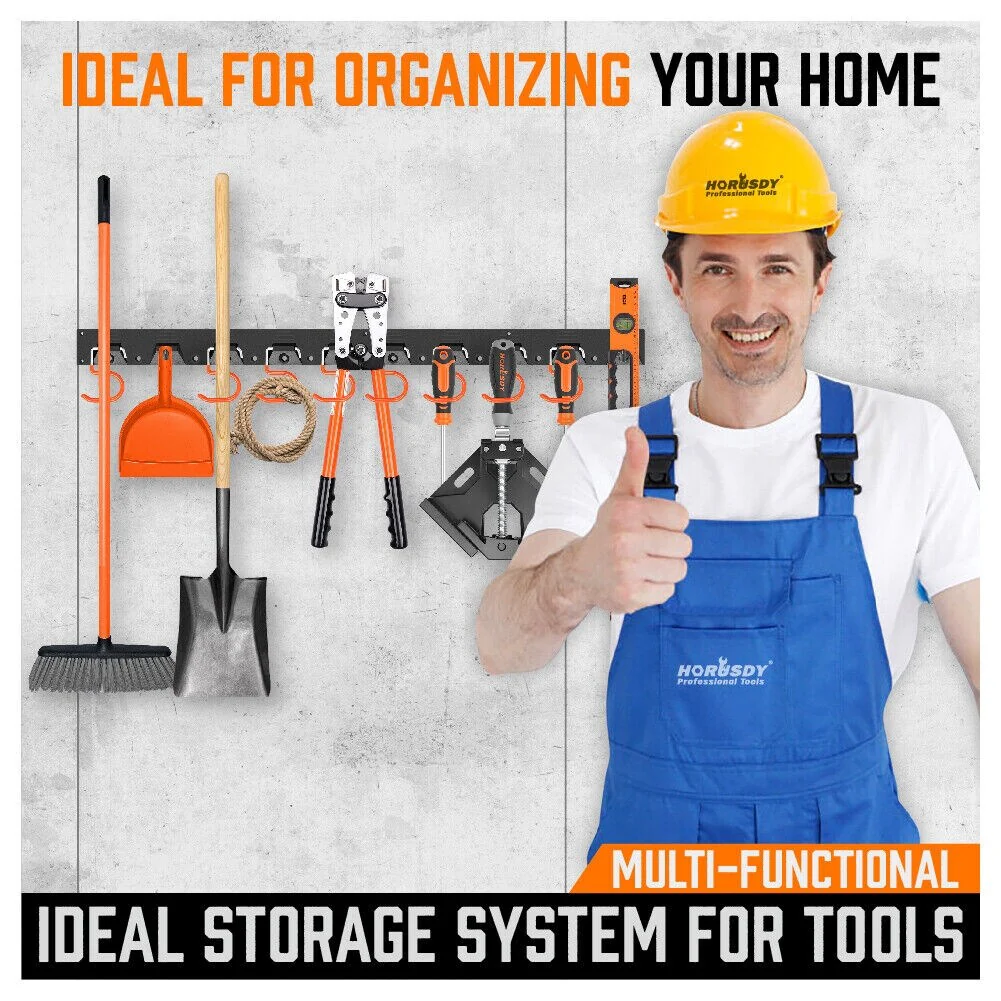 Wall-Mount Garage Tool Organizer with Adjustable Storage Holders