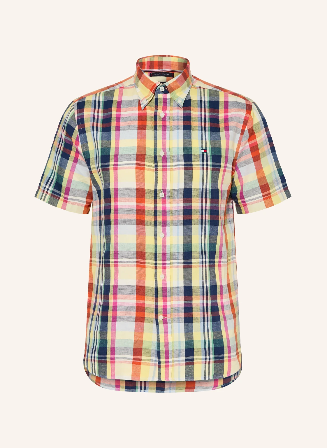 TOMMY HILFIGER Kurzarm-Hemd Regular Fit mit Leinen