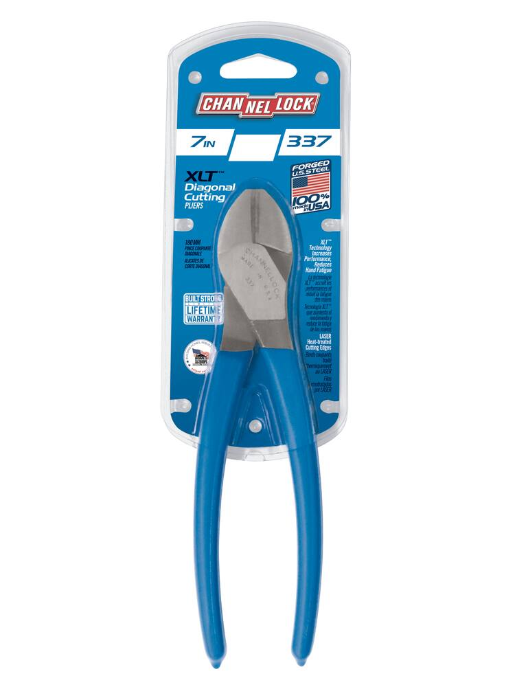 Channellock® 337 XLT Diagonal Cutting Pliers, PermaLock® Fastener, Comfort Grip, 7-in