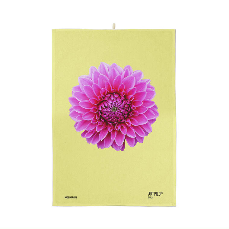 - Torchon fleur coton jaune