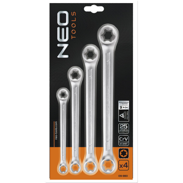 Klucze oczkowe Torx T6-T24, zest 4szt. NEO 09-980