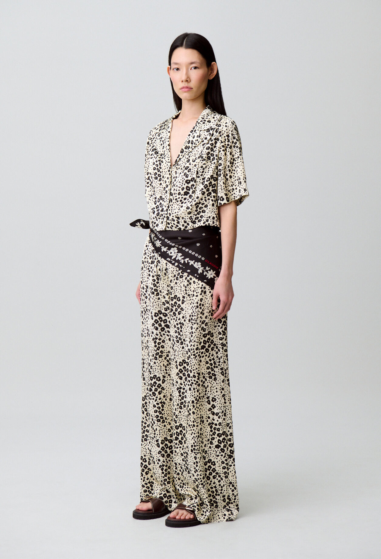 Chemise satin imprimé léopard