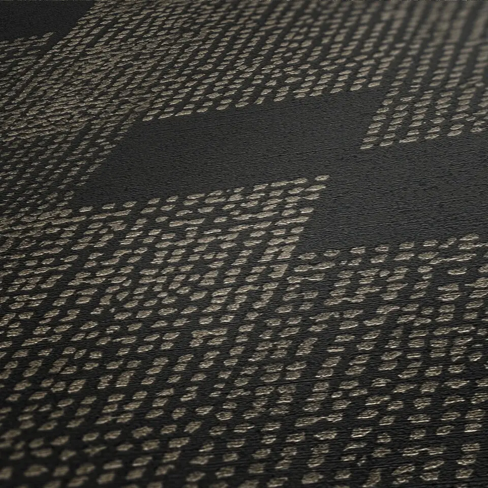 Livingwalls behang geometrische vormen goud en zwart - 53 cm x 10.05 m