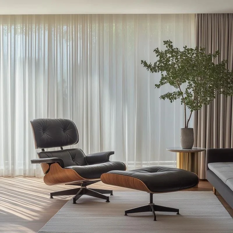 Grain Leather Upholstered Swivel Accent Chair and Ottoman Black