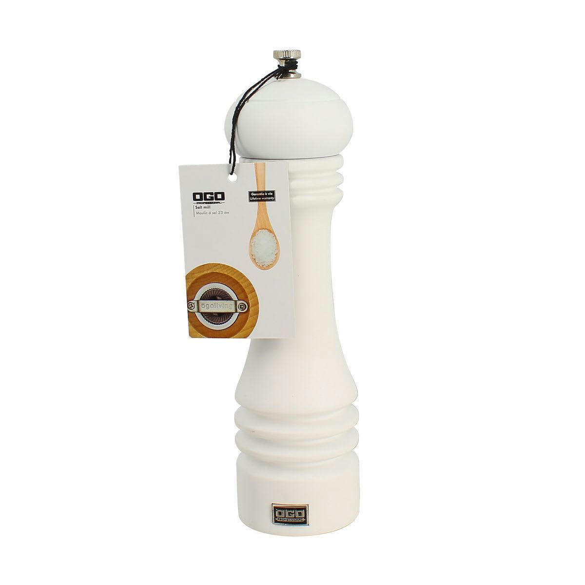 AZEL - Moulin à sel en bois blanc 23cm