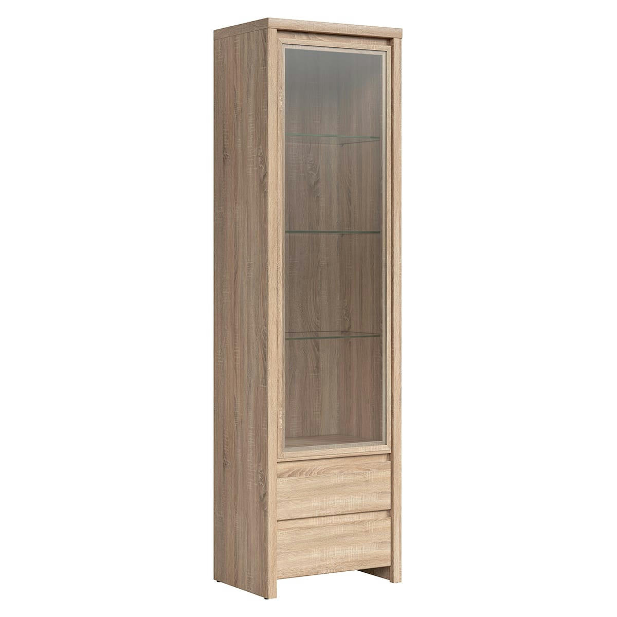 - Vitrine 1 porte 2 tiroirs naturelle