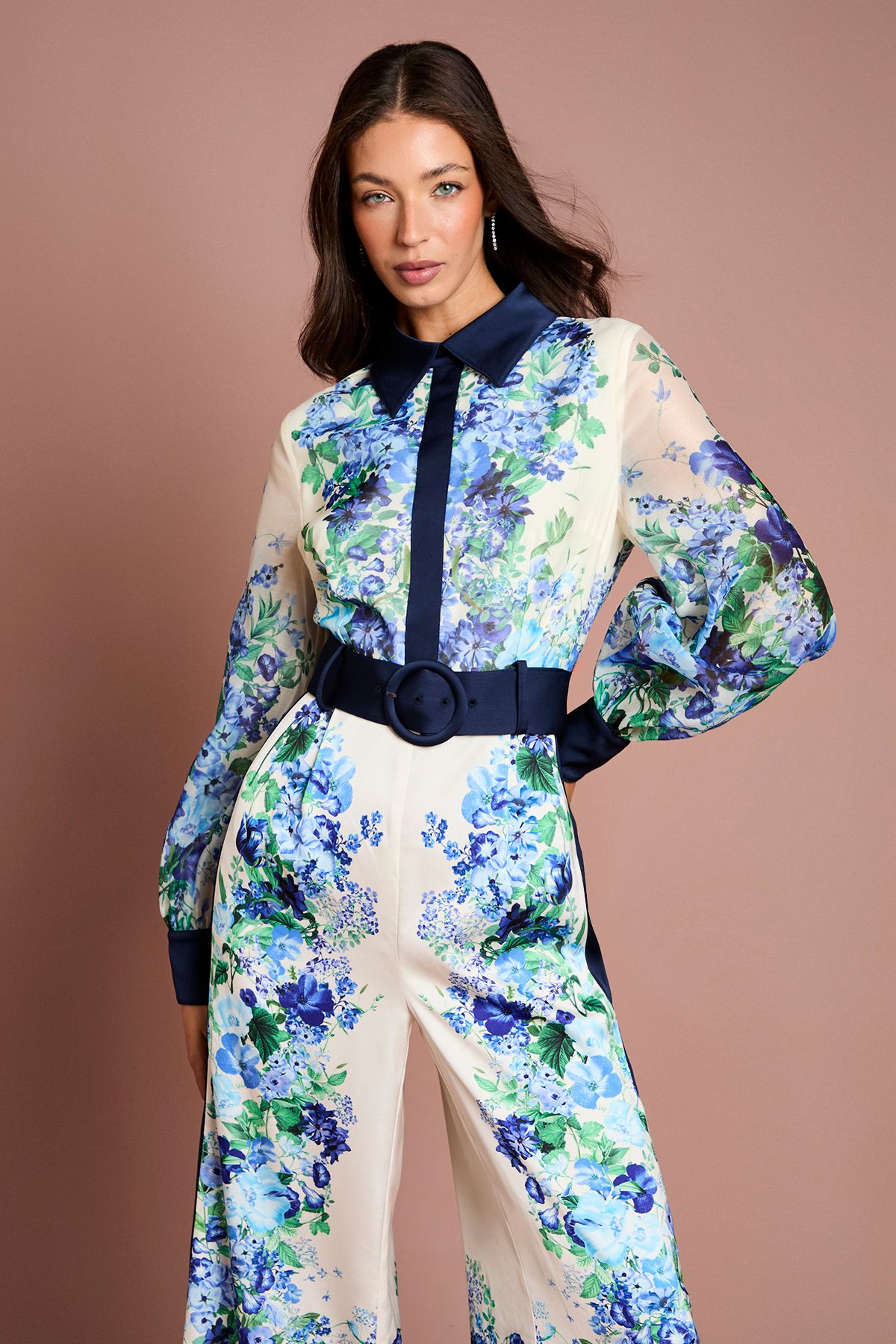 Coast Long Sleeve Placement Print Jumpsuit