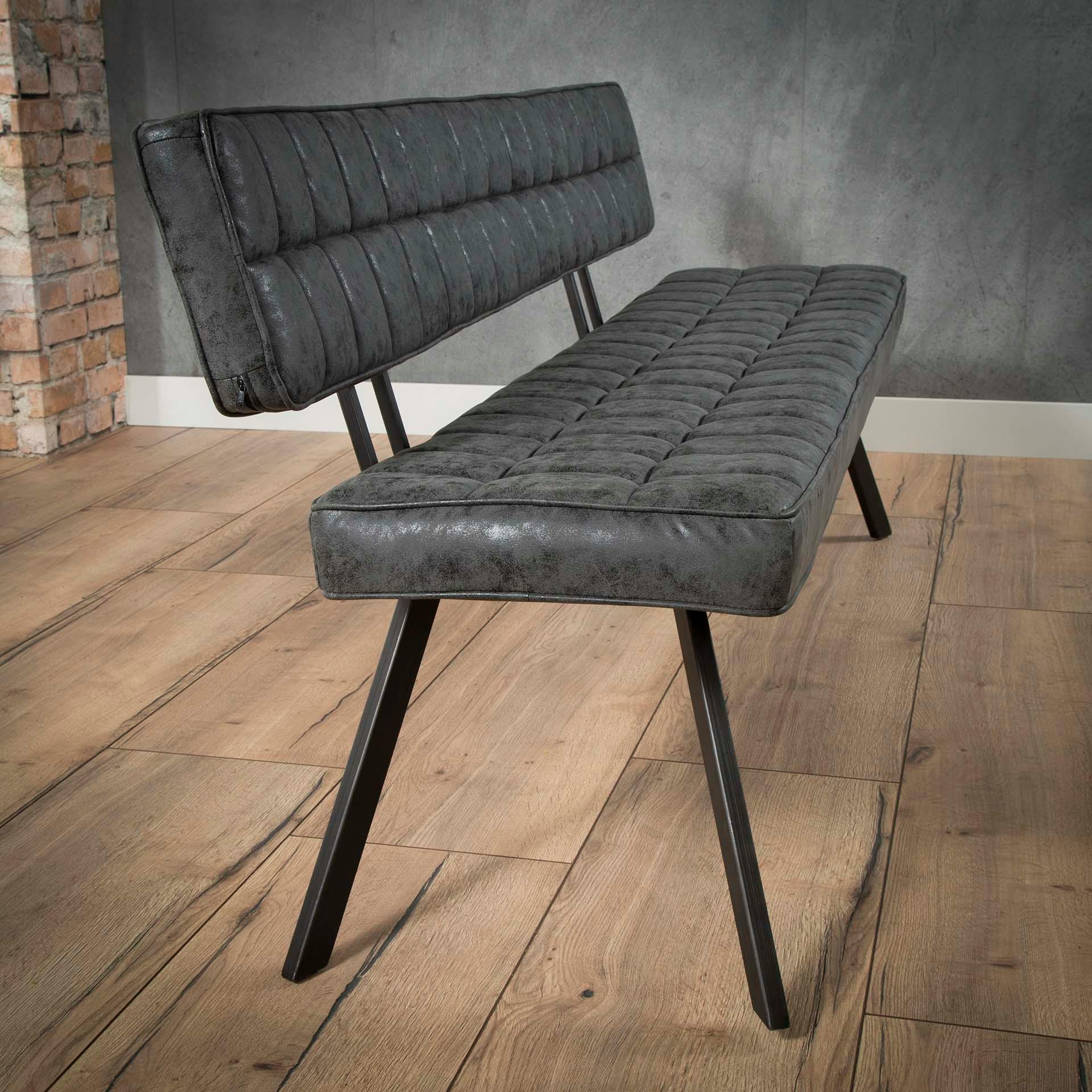 Banc salle à manger noir avec dossier 180 cm TRIBECA