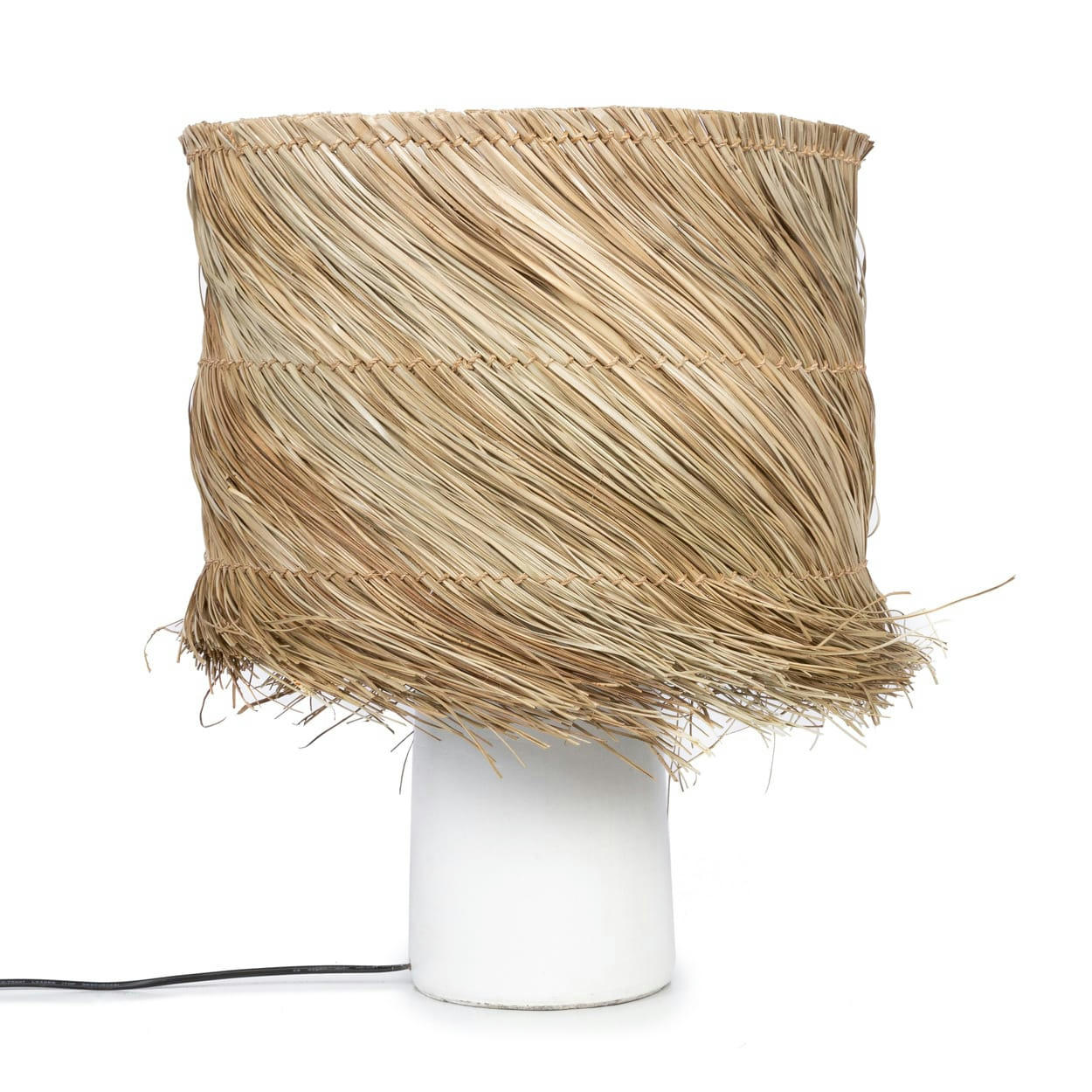 PANDAN - Lampe de table en terre cuite et herbe blanc naturel