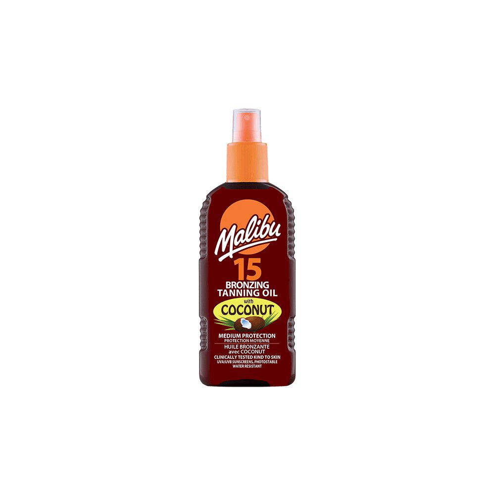 Huile solaire SPF15 moyenne protection Malibu noix de coco spray 200ml