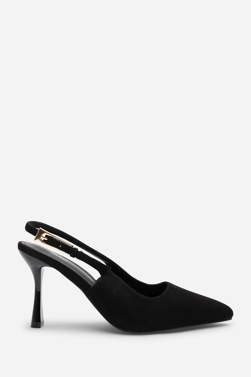 Where's That From Tiana' Suede Pointed Toe Sling Back Mid Heel with Buckle Strap
