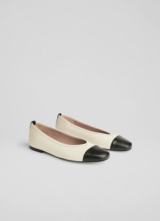 Hanna Cream & Black Ballet Flats