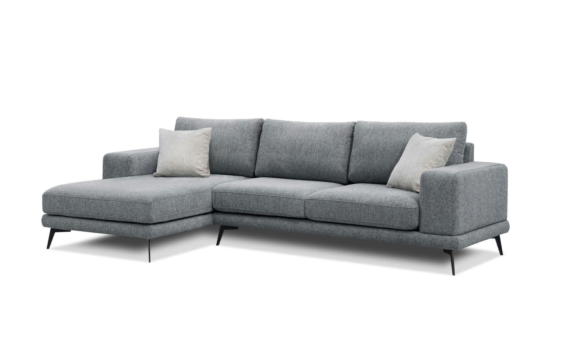 MEDIOLANE - Canapé d'angle gauche 4 places tissu gris