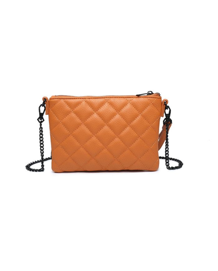 JFY Quilted Diamand Pattern Wrist Handle Grab Bag/ Cross Body Bag
