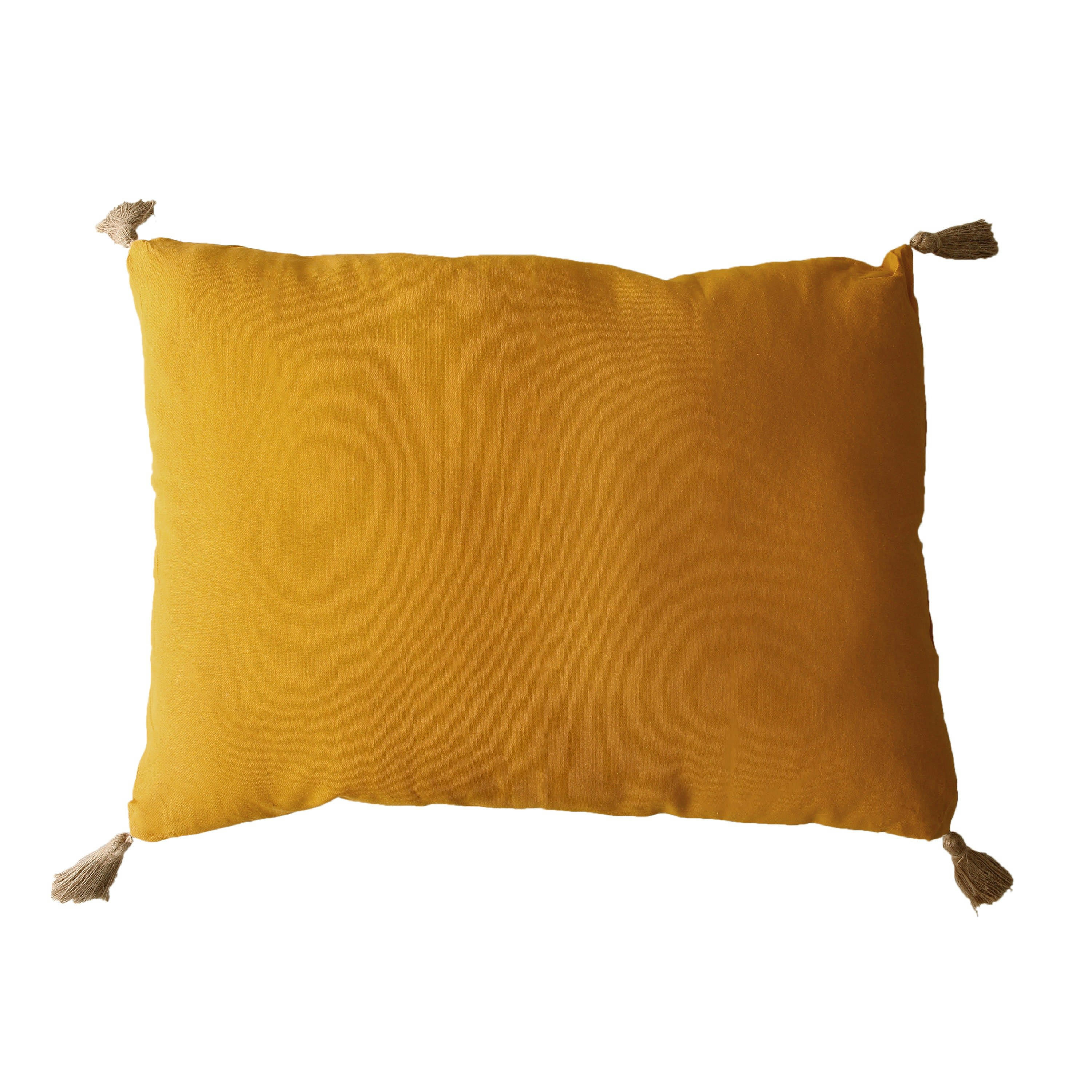 PANAMA - Coussin rectangulaire avec 4 pompons en jute 70 cm x 50 cm