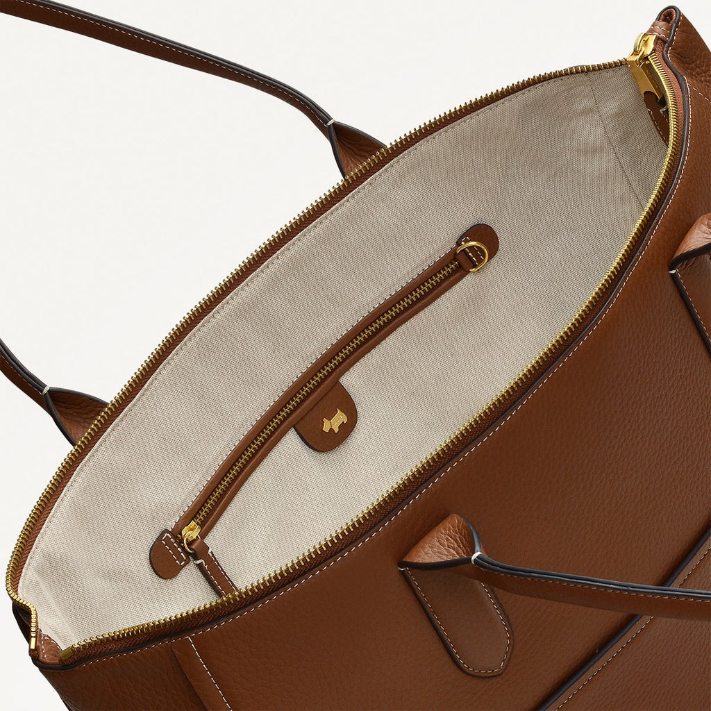 OAK STREET MEDIUM ZIPTOP TOTE SADDLE