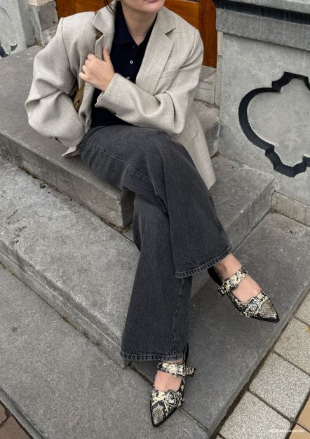 Snake buckle slingbacks