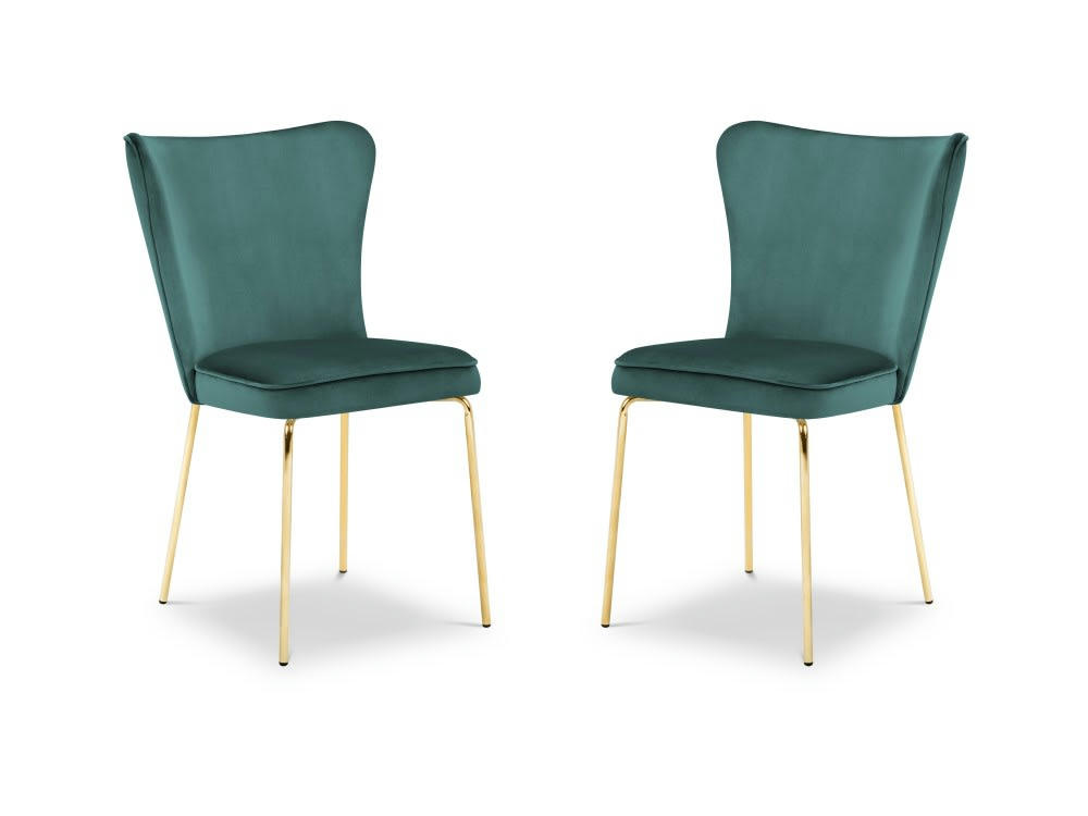 SILENE - Set de 2 chaises 1 place en velours pétrole