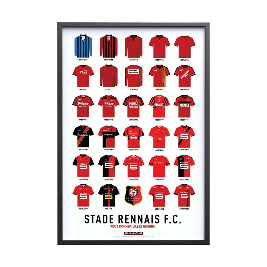 FOOT - Affiche Foot - Stade Rennais Maillots Historiques 40x60cm