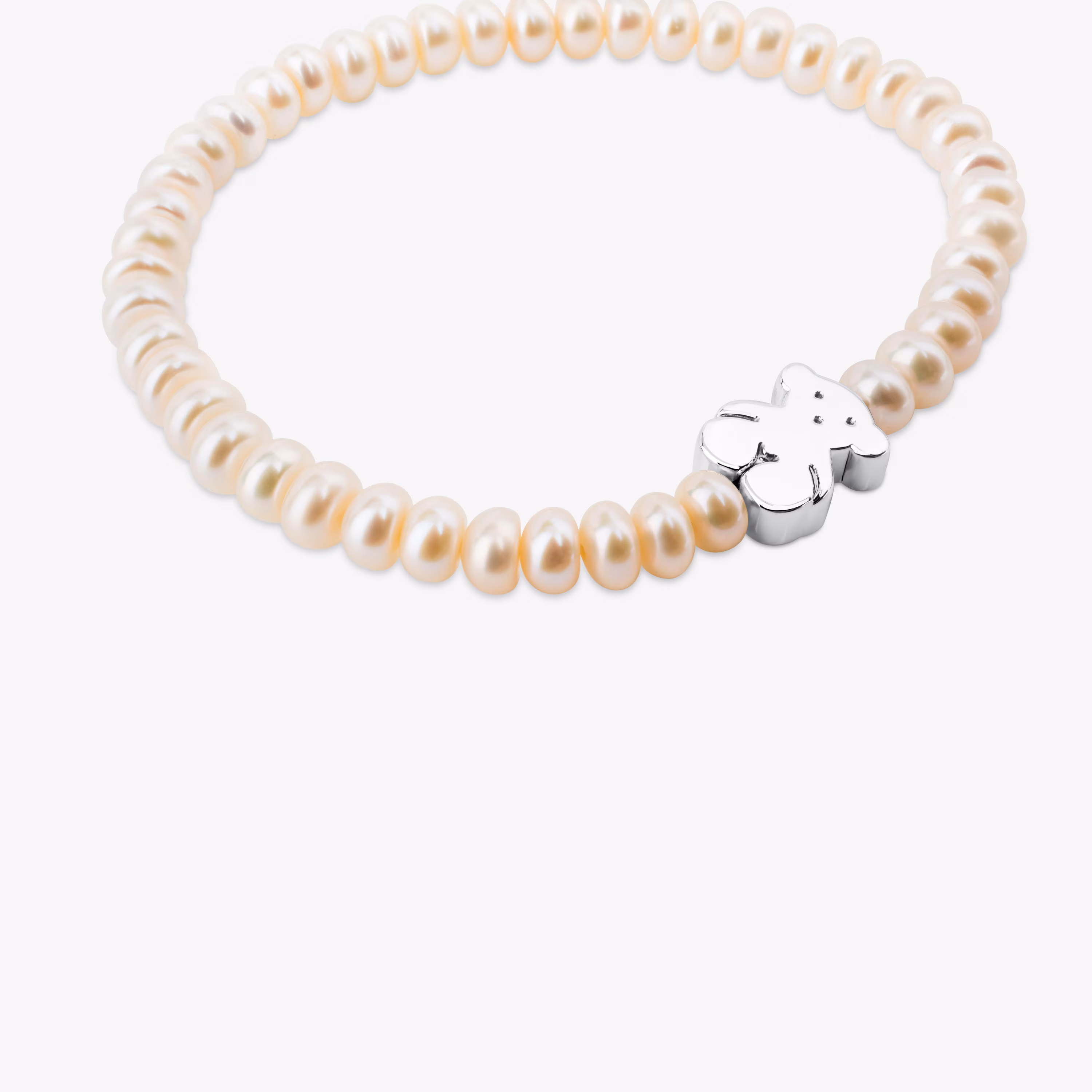 Pulsera de perlas y motivo oso de plata Sweet Dolls