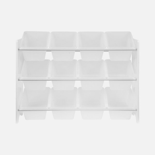 Meuble de rangement pour enfant avec 12 casiers. blanc - Tobias - MDF décor bois naturel. L 84 x P 29.5 x H 60cm