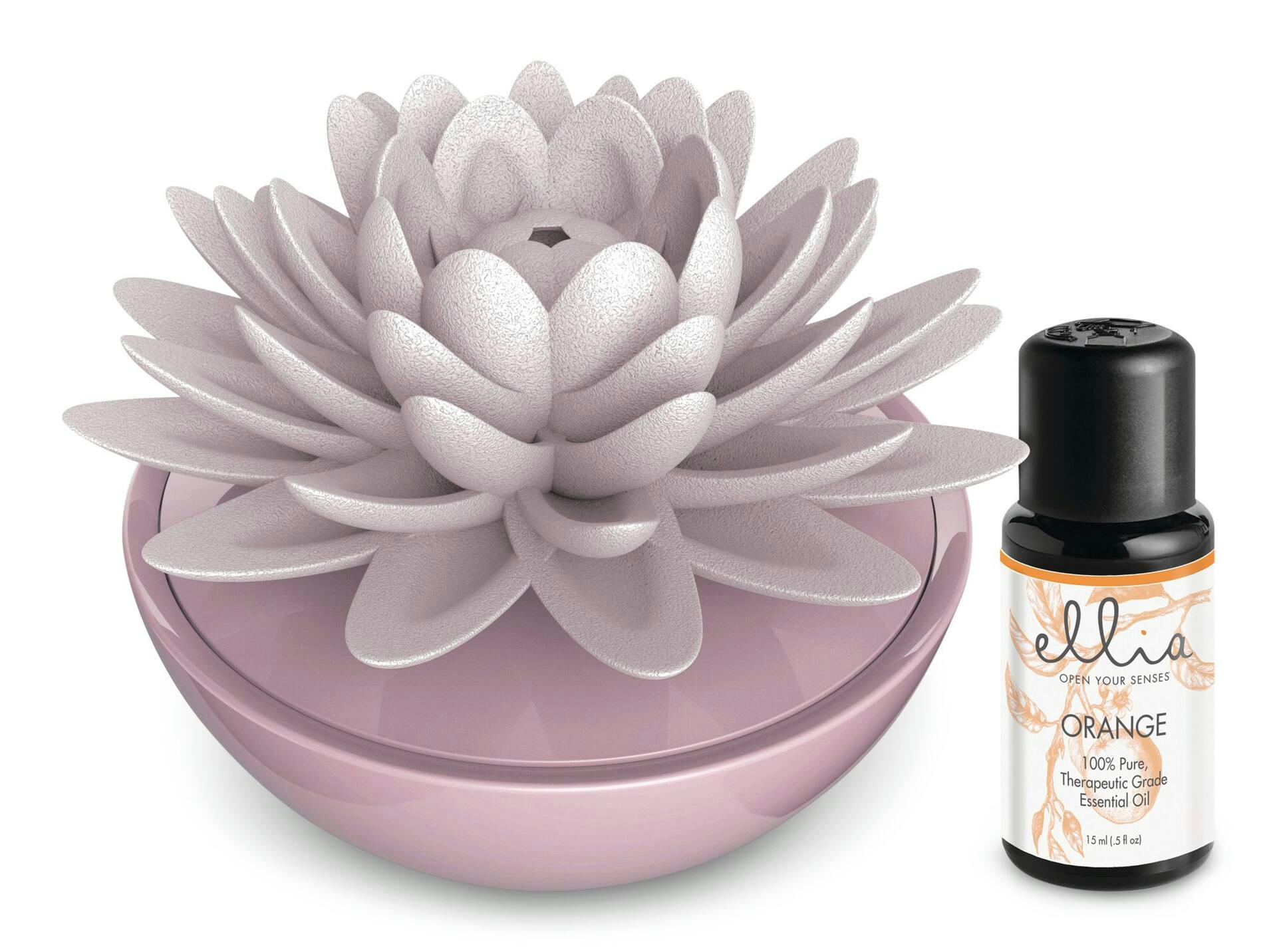 Ellia Calm Waters Porcelain Aromatherapy Diffuser Set with Essential Oils, Pink