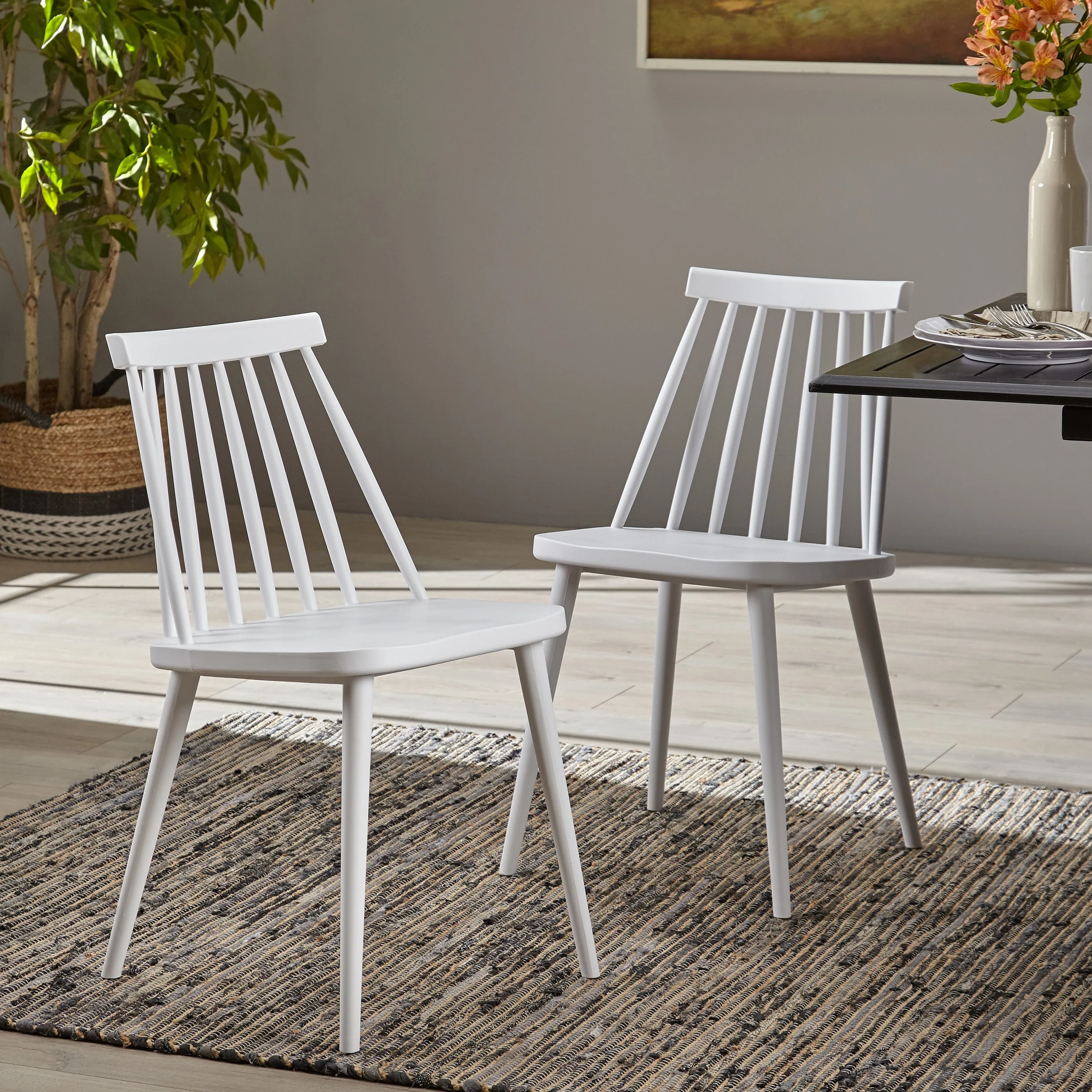 Dunsmuir Plastic Spindle-back Dining Chair (Set of 2) by Christopher Knight Home