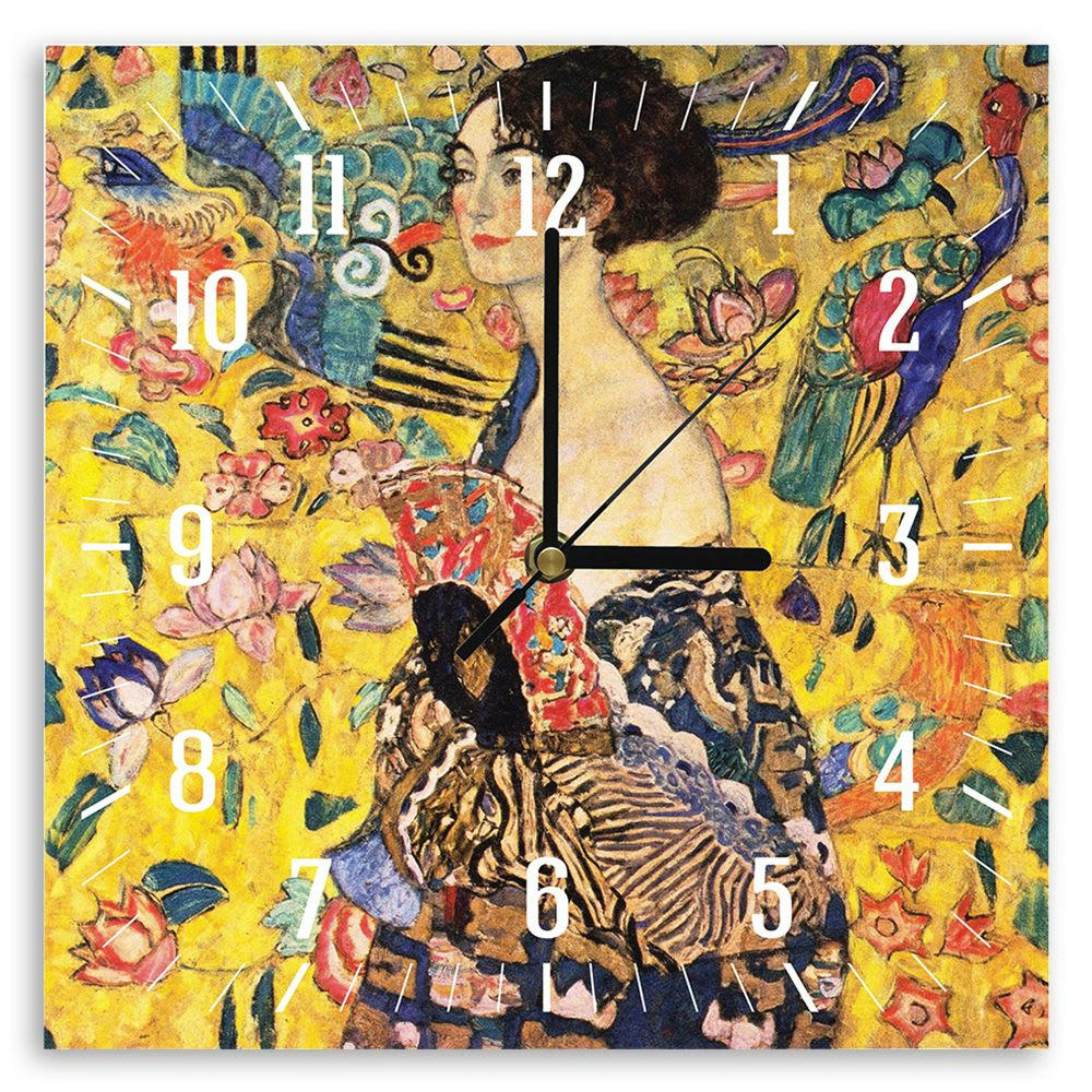 - Horloge murale dame avec un éventail Gustav Klimt 30x30cm
