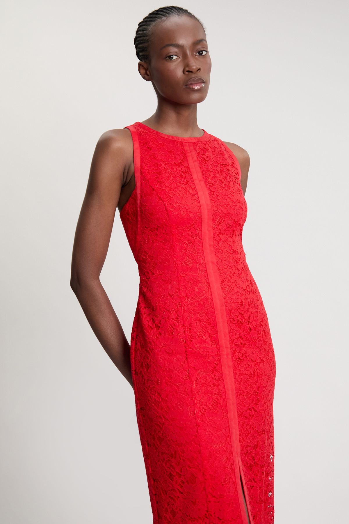 KarenMillen Petite Lace Sleeveless Woven Midi Dress