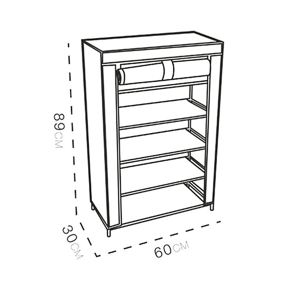 Meuble à chaussures coloris noir avec une housse en toile - Longueur 60 x profondeur 30 x Hauteur 89 cm