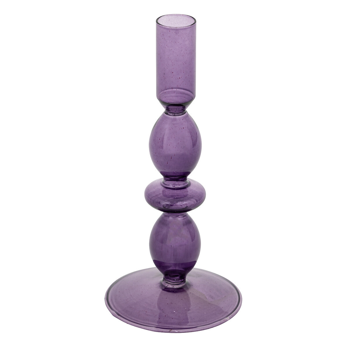 Świecznik szklany purpurowy CRISTAL, 19,5 cm