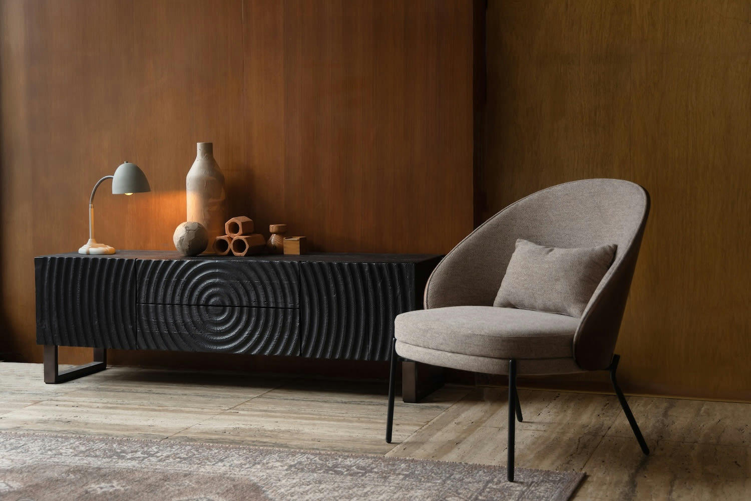 COALS - Meuble TV en bois noir L 160