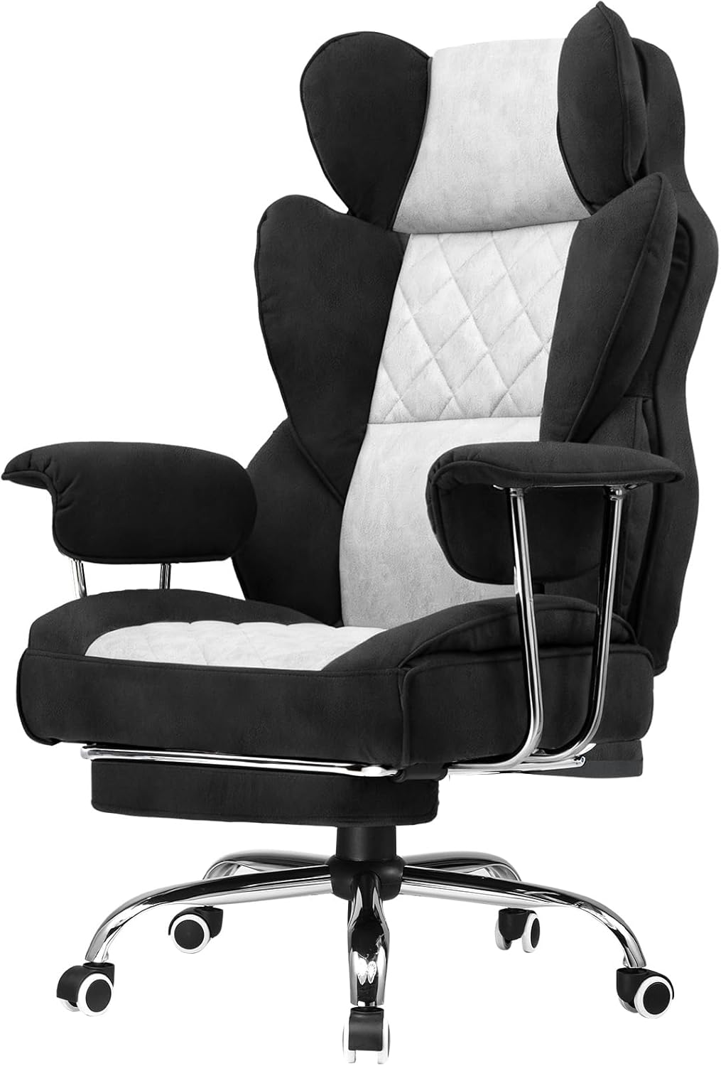 GTPLAYER Gaming Chair,Office Chair with Pocket Spring Lumbar Support, Ergonomic Comfortable Wide Office Desk Computer Chair with Outward Fixed Soft Armrests and Footrest (Fabric, Black & Gray)