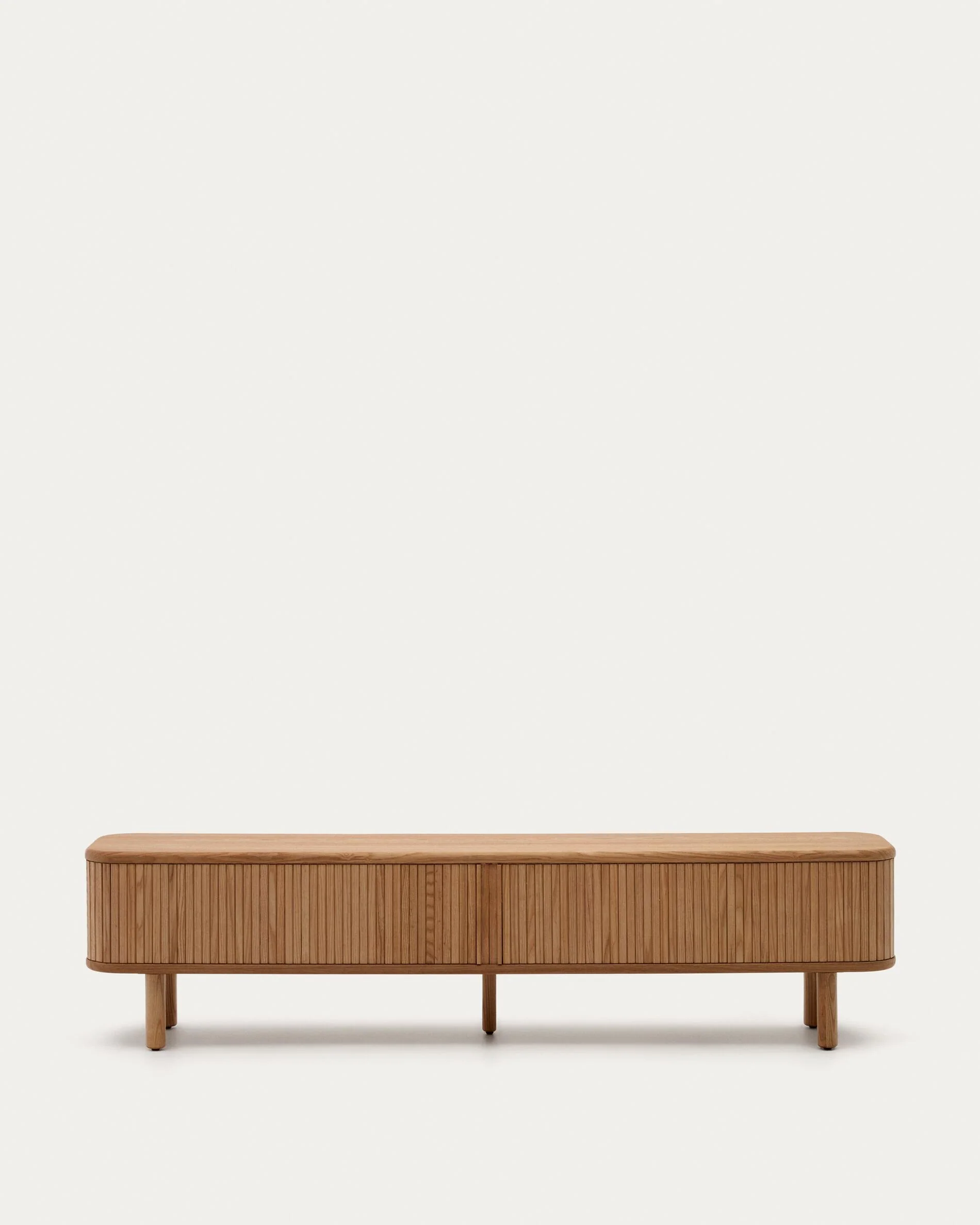 Mailen 2 door TV stand in ash veneer with a natural finish 200 x 50 cm