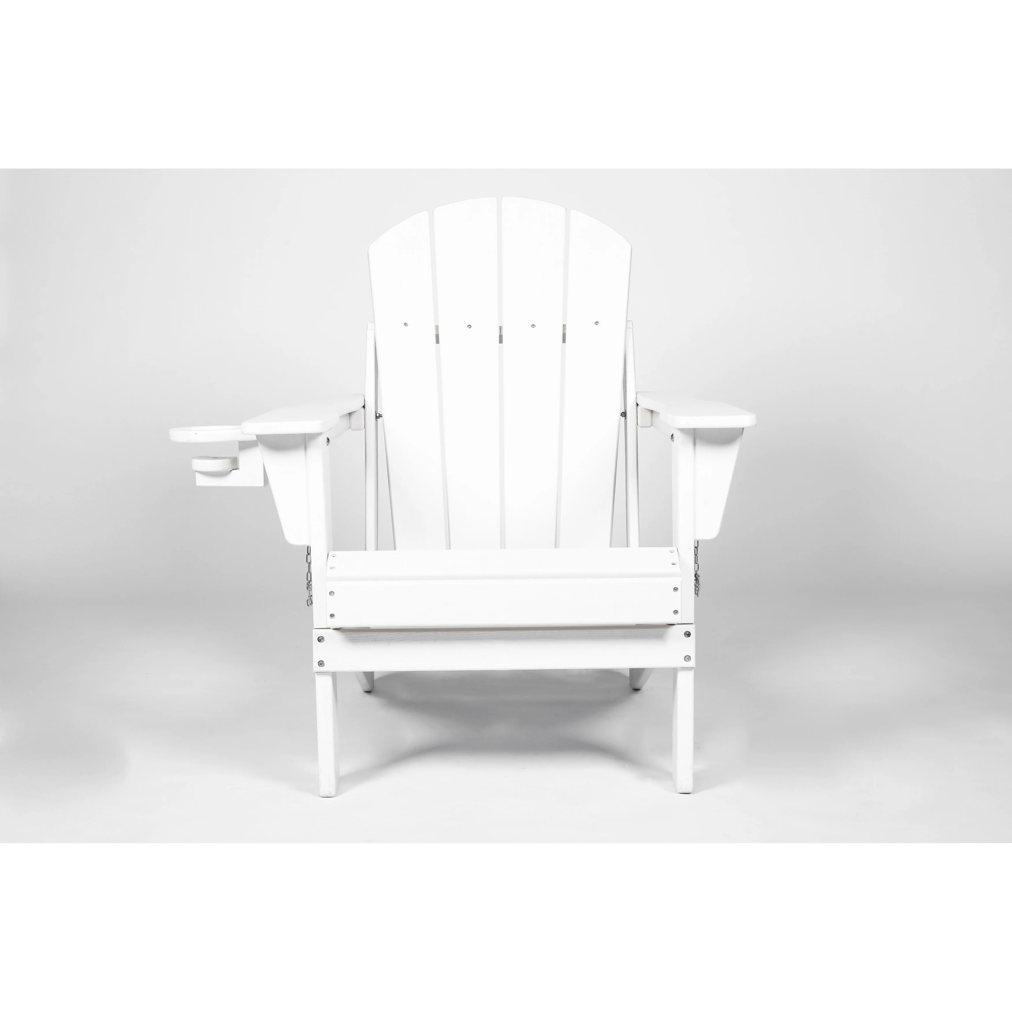 Folding Adirondack Chair with Side Table, 3-Piece Adirondack Chair Set, White (2 Chairs and 1 Table)