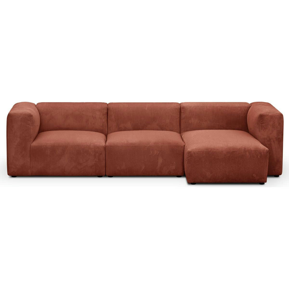 MODULO NEW - Canapé modulable angle droit 4 places en velours côtelé rouille