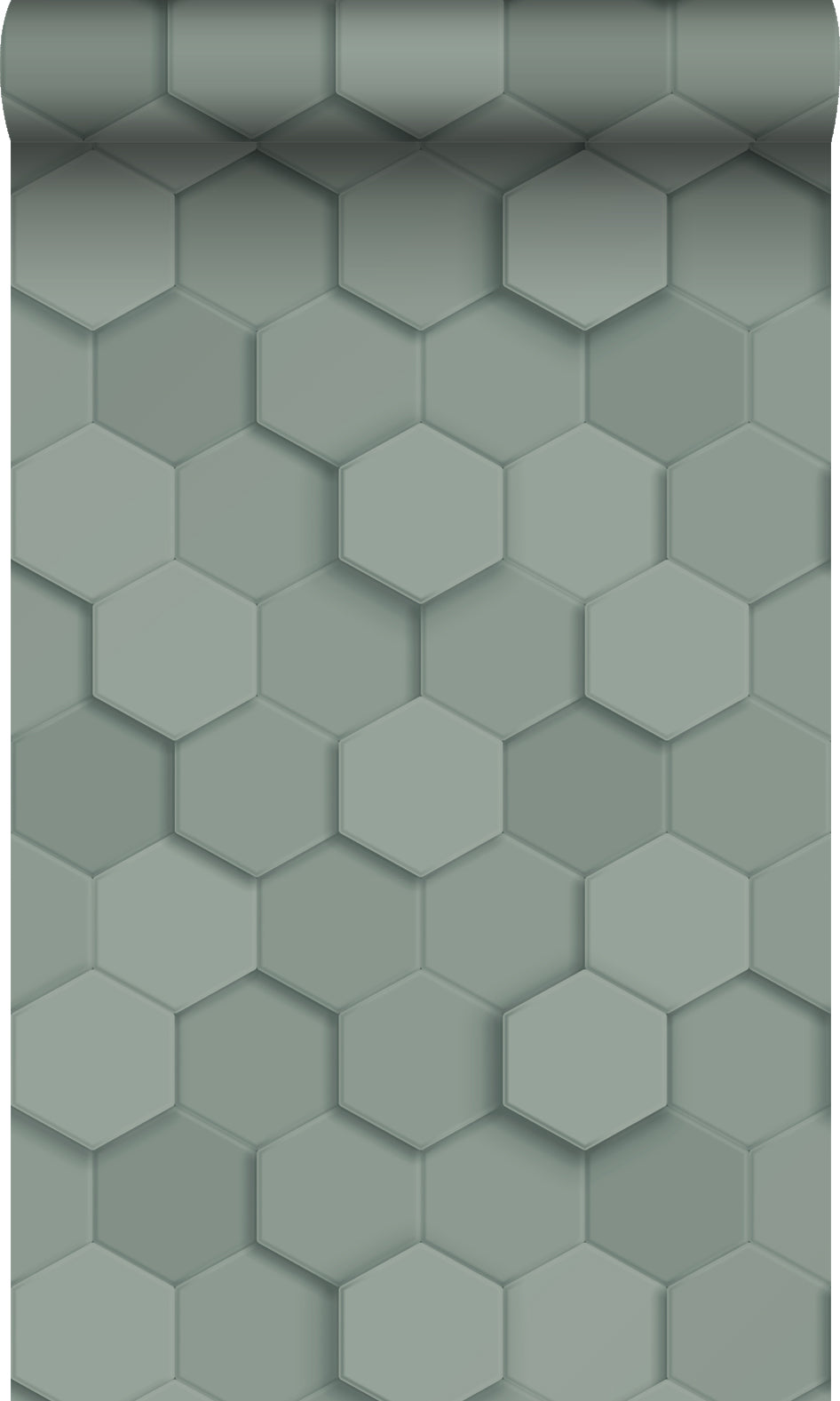 Origin Wallcoverings behang 3d hexagon motief vergrijsd groen - 53 cm x 10.05 m - 347851