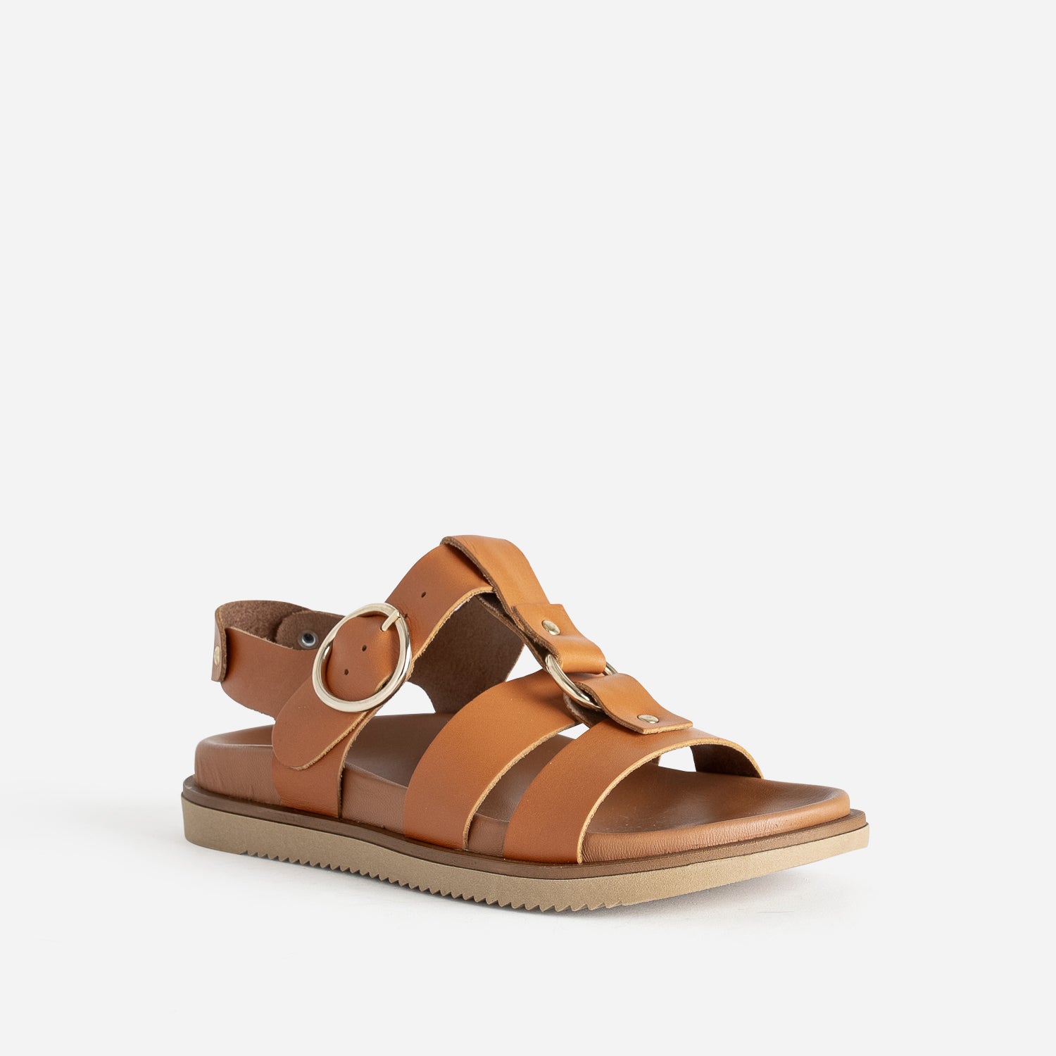 Sandale TEXTO cognac cuir multi brides