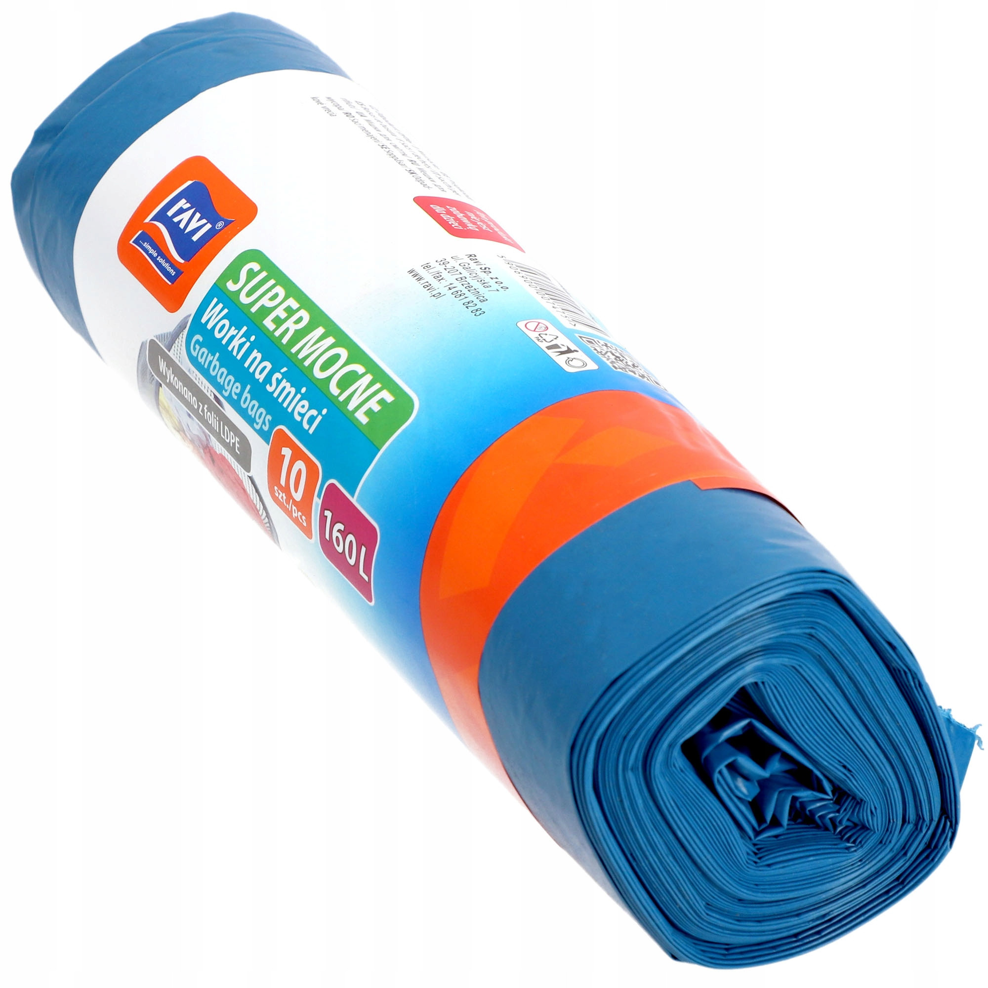 RAVI Worki na śmieci 160L 100x130cm LDPE Super Moc