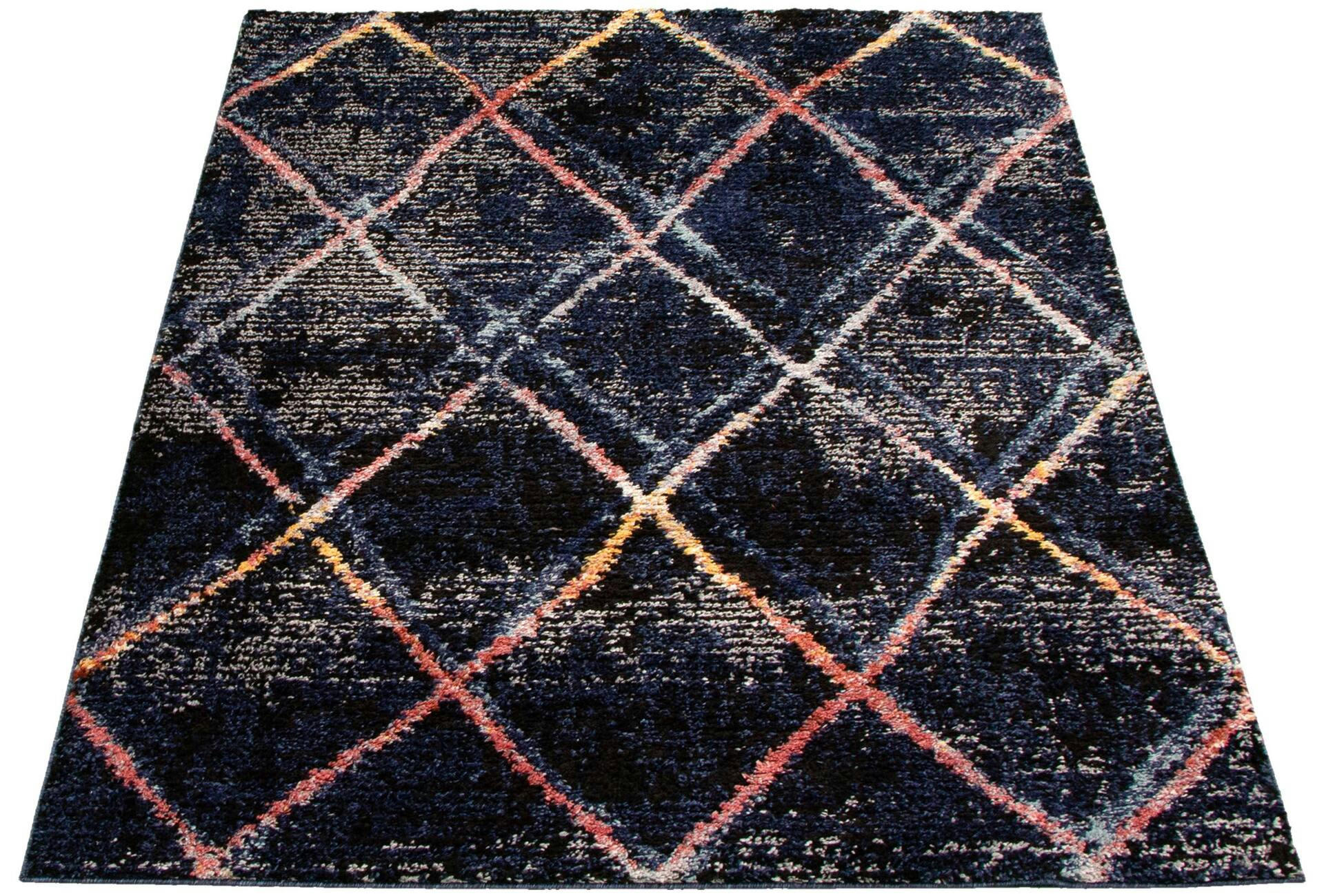 ECARPET Morocco Abstract Indoor Area Rug, Navy, Assorted Sizes