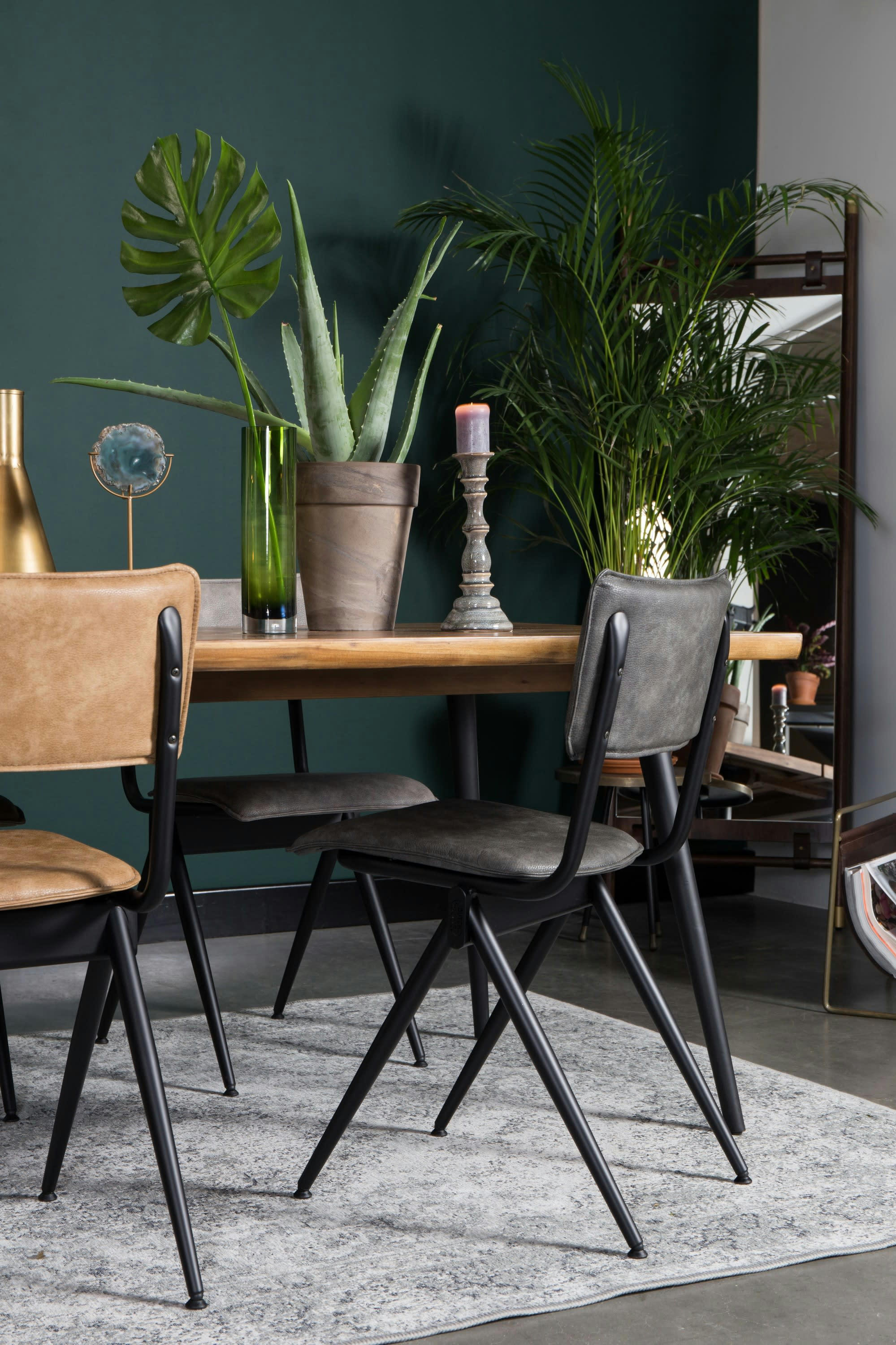 WILLOW - Chaise en croîte de cuir mocha