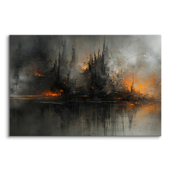 Obraz Abstrakcyjny Zamek W Ogniu 30x20cm